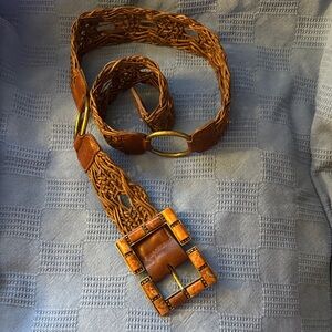 Leatherock Braided Brown Belt with Gold Accents